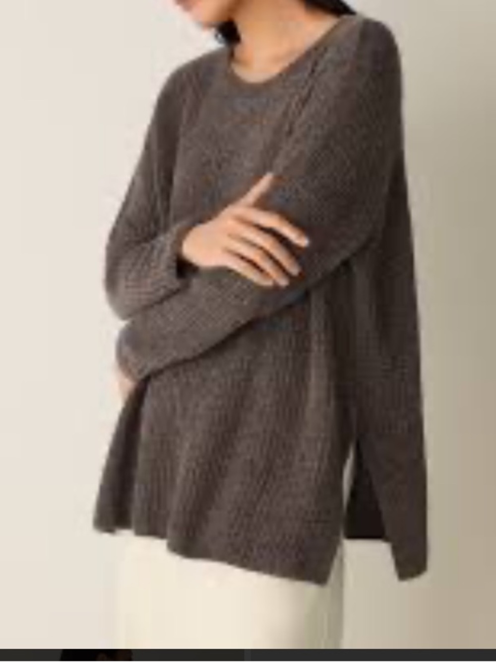 Eileen Fisher Relaxed Scoopneck Sweater in Taupe Brown